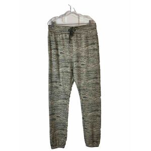 Human Nation Pants Mens Medium Heathered Gray Tan Drawstring Joggers Stretch NWT